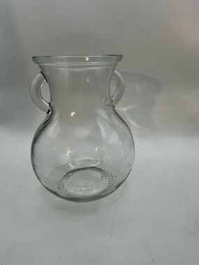 Clear Glass Double-Handled Vase - #2 Marked on Bottom